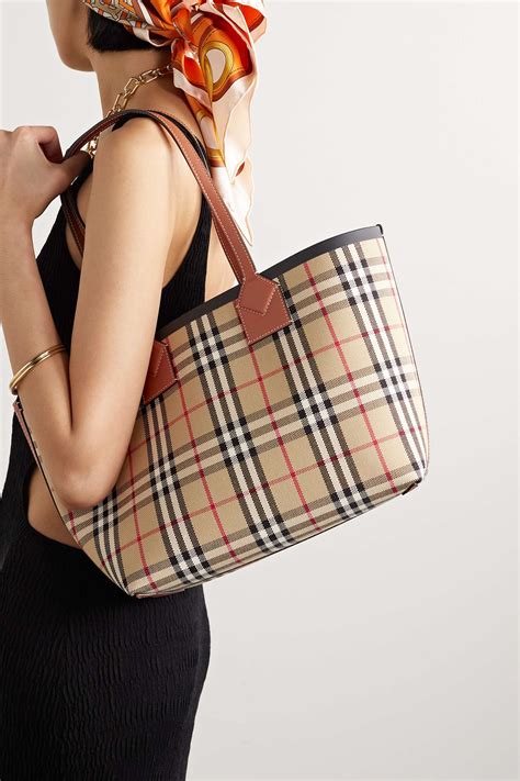 burberry checked canvas tote